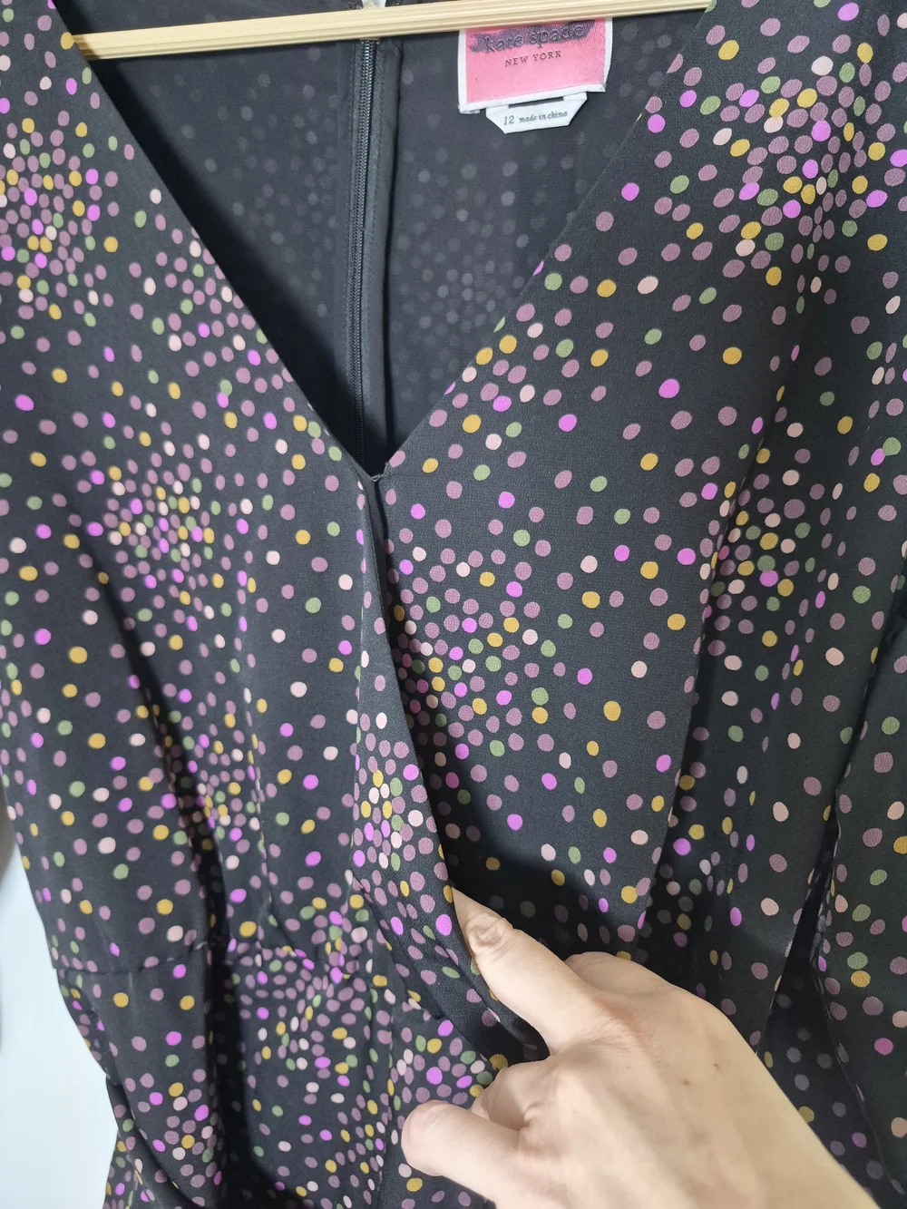 kate spade Black Pink Gold Polka Dot V-Neck Jumpsuit Size 2